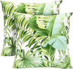 Decorative Throw Pillow Covers Set of 2 Green Leaves of Tropical Pillow Covers 18x18 inch Super Soft Short Plush Square Throw Pillows,Farmhouse Outdoor Pillow Covers for Couch Living Room