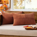 MIULEE Dark Rust Corduroy Pillow Covers Pack of 2 Boho Fall Decorative Throw Pillows Soft Couch Pillowcases Cross Patchwork Textured Cushion Covers Home Decor for Living Room Bed Sofa 12x24 inch