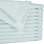 BIOWEAVES 100% Organic Cotton 700 GSM Plush Washcloths 13" x 13" GOTS Certified - Seafoam, Pack of 12