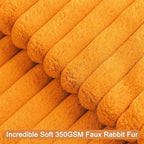 Double-Sided Faux Fur Plush Fall Throw Pillow Covers 16x16 Set of 2 Fuzzy Striped Soft Cozy Pillowcase Luxury Decorative Pillows Square Fluffy Cushion Covers for Couch Sofa Bed,Orange