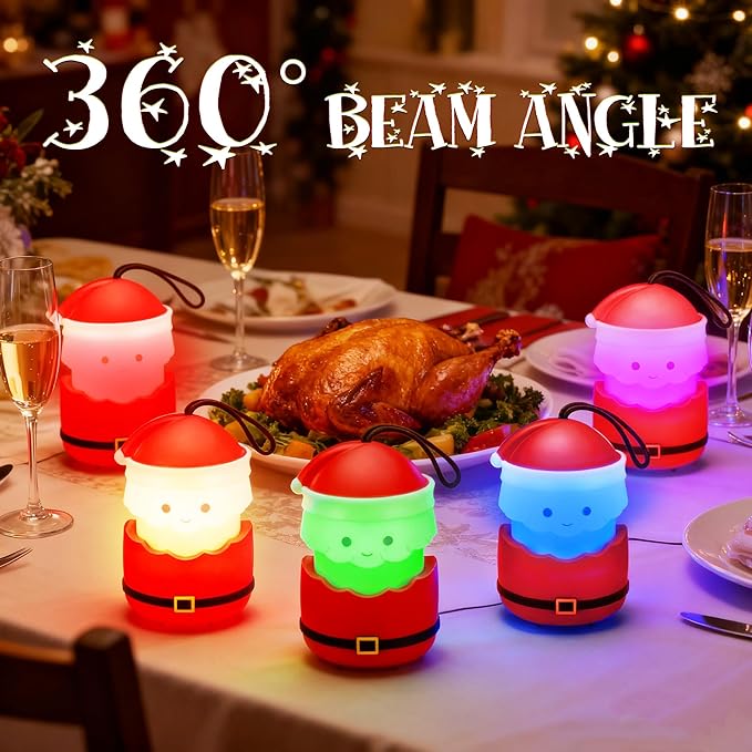 Christmas Gift EverBrite Santa Claus Lantern 3 Pack, 5 Light Modes Holiday Decoration Presents for Women and Men, AAA Batteries Contained Stocking Stuffers, Christmas Lights Indoor & Outdoor