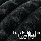 FUTEI Black Decorative Throw Pillow Covers 18x18 Inch Set of 2, Square Soft Faux Rabbit Fur Big Plaid Cushion Cover,Home Decor for Couch Sofa Bed Living Room