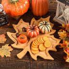 AWIZOM Maple Leaf Charcuterie Boards Thanksgiving Wooden Serving Platter Bamboo Serving Tray Sectional Fall Leaf Wood Dish Plate for Halloween Autumn Harvest Party Supplies,14.17x14.17x0.59 Inch