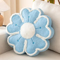 Flower Shaped Decorative Throw Pillow Cushion for Bed Couch, Cute Flower Plush Throw Pillows Home Decor Floor Pillow Seating Cushions (Blue, 17.7 Inches)