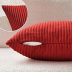 MIULEE Winter Pack of 2 Corduroy Soft Soild Decorative Square Christmas Throw Pillow Covers Set Cushion Cases Pillowcases for Sofa Bedroom Car 18 x 18 Inch 45 x 45 Cm Red
