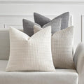 MIULEE Timeless Neutral Euro Sham Pillow Covers 24x24 Set of 4 Mid Century Modern Grey Throw Pillows Rustic Corduroy Couch Pillowcases Nordic Home Decor for Sofa Living Room Bed