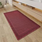 RESARE Waffle Bathroom Runner Rugs, Super Absorbent Bath Mat Non Slip Washable Quick Dry, Upgraded Ultra Soft Boho Bath Rugs with Tassels for Hallway Bedroom Laundry Room, 2'x4'(24"x48"), Dark Red