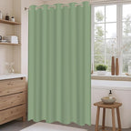 No Hook Shower Curtain, Green Modern Chevron Striped Luxury Hotel Style, Washable Waterproof Fabric for Bathroom, 15 Seconds Quick Install, 72W x 86L Inches