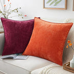 decorUhome Christmas Couch Throw Pillow Covers 22x22 Set of 2, Decorative Soft Euro Neutral Chenille Pillow Covers with Elegant Design for Sofa Bed Living Room Home Decor, Rhododendron
