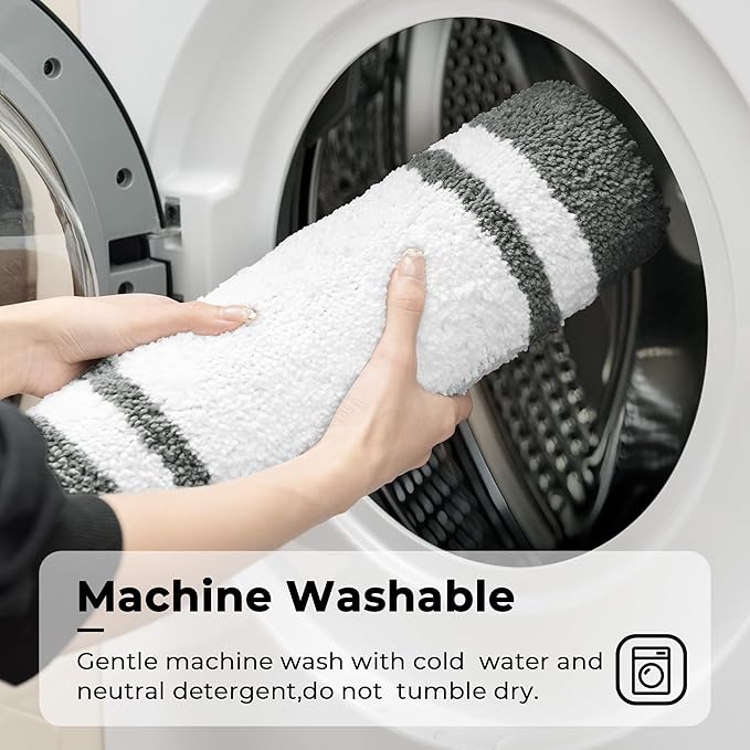 GRANNY SAYS Microfiber Bathroom Rugs Non Slip Washable, Water Absorbent Bath Mats for Tub, Soft Bath Mats for Bathroom Floor & Shower, Bath Rug, 16" x 24", Deep Grey Bath Rugs