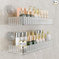 Shower Caddy Suction Cup Bathroom Shower Organizer for Bathroom Storage Home Decor & Kitchen No Drilling Large Capacity Removable and Reusable Shower Shelves for Inside. (clear, square)