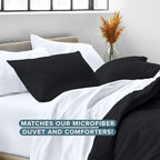 Bare Home Standard Pillow Sham Covers - Set of 2 - Premium 1800 Ultra-Soft Microfiber - Double Brushed - Bed Pillow Shams - Pillows Not Included (Set of 2, Black)