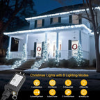 196 FT 600LED Christmas Lights Plug in,Waterproof Fairy Lights with Timer/8 Modes, Christmas Tree Lights Lighting Outdoor Indoor Garden Party Wedding Christmas Tree Decoration(Cool White)