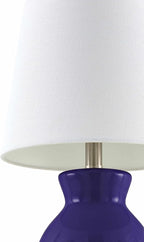 BoutiqueRugs Liliac Boho Ceramic Bedside Table Lamp for Bedroom Nightstand - End Side Lighting for Living Room - Shade Cotton - White, Navy - 15" H