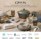 Gibson Home Rockaway Round Stoneware Dinnerware Set, Service for 4 (12pcs), Blue