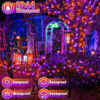 66FT 200 LED Outdoor String Lights, Orange & Purple Halloween Lights Waterproof with 8 Modes, Connectable Clear Wire Twinkle Light for Indoor Bedroom Tree Patio Garden Party Decorations