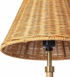 BoutiqueRugs Zakharivka Boho Bedside Table Lamp for Bedroom Nightstand - Iron End Side Lighting for Living Room - Shade Rattan - Beige, Gold - 19'' H