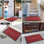 Yimobra Welcome Mat Outdoor 29.5x17, Waterproof Non-Slip Outdoor Mats for Front Door Outside Entrance, Low-Profile Entryway Mat Indoor for Garage Patio, Wine Red