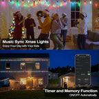 Christmas Outdoor Lights C9 66FT 100 LEDs, Smart APP Remote Control RGB String Lights Plug in, DIY Chasing Xmas Lights, Color Changing with Timer & Music Sync for Holiday Xmas Tree Decoration