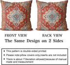 Snycler Boho Throw Pillow Covers 24x24 inch Set of 2 Boho Rug Carpet Double Sided Pattern Cotton Soft Pillow Case Cushion Cover Pillowcase for Couch Sofa Bed Decorative (Orange)