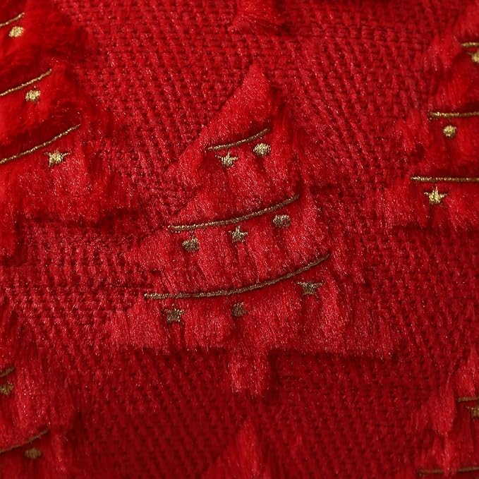Christmas Pillow Covers 20x20 inch Set of 2 Soft Plush Faux Fur Christmas Decor Red Xmax Tree Yellow Colored Lights Decoration Throw Pillow Case for Winter Holiday Sofa Living Room PT003B20