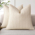Foindtower Set of 2 Decorative Cotton Waffle Weave Throw Pillow Covers Euro Shams Cushion Covers Accent European Pillowcase for Bed Couch Sofa Bedroom Living Room Home Decor 22×22 Inch Natural Beige
