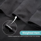 Linen Shower Curtain with 6 Hooks Modern Heavy Duty Washable Fabric Curtain Set Waterproof Thick Cloth Shower Curtains for Bathroom Bathtub Washable, W36*L70, Black