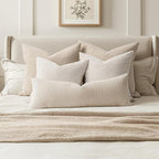 MIULEE Textured Boucle Throw Pillow Cover Beige Accent Solid Lumbar Pillow Case Decorative Soft Pack of 1 Couch Cushion Chair Sofa Bedroom Livingroom Home Decor,36x14 Inch