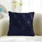 decorUhome Fall Throw Pillow Covers 24x24 Inch Set of 2, Soft Plush Decorative Faux Fur Navy Blue Solid Couch Pillow Covers, Accent Farmhouse Neutral Square Euro Pillow Cases for Sofa Bed Living Room