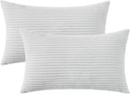 Mecatny Corduroy Decorative Throw Pillow Covers 12x20 Set of 2 for Sofa Living Room, Soft Neutral Boho Couch Pillow Covers for Home Decor, Grey