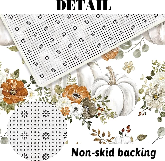 MEHOFOND 4pcs Pumpkin Shower Set for Bathroom - Fall/Thanksgiving Day - Shower Curtain, Rug, Toilet Lid Cover, U Shape Mat - Washable - 72"x72"