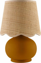 BoutiqueRugs Navarro Boho Ceramic Bedside Table Lamp for Bedroom Nightstand and Living Room - Shade Rattan - Brown, Beige - 13" H