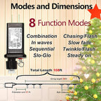 ILLUMINEW 300 Led Red Green String Lights Outdoor Waterproof Christmas Decorations, 108 Ft Fairy Lights for Bedroom, 8 Modes Plug in Christmas Lights for Outside Room Decor