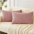 MIULEE Pack of 2 Couch Valentines Throw Pillow Covers 12x20 Inch Soft Spring Blush Pink Chenille Pillow Covers for Sofa Living Room Solid Dyed Pillow Cases