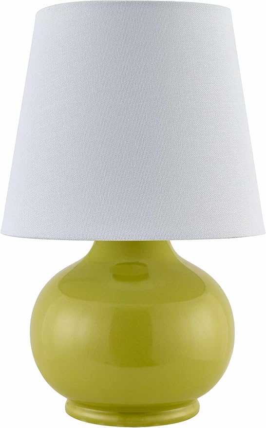 BoutiqueRugs Navarro Boho Ceramic Bedside Table Lamp for Bedroom Nightstand and Living Room - Shade Cotton - Light Green, Sage - 13" H