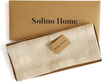 Solino Home Linen Table Runner 60 Inches - 100% Pure Linen Champagne Beige Hemstitch Table Runner 14 x 60 Inch Ideal for Dresser and Coffee Tables - Fall, Thanksgiving, Christmas, Holiday - Milan