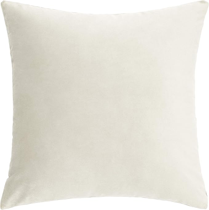 16x16 Beige Cream Velvet Throw Pillow Covers Decorative Soft Solid Square Cushion Cases Set of 2 Home Decor for Couch Car Sofa Chair Bedroom Office