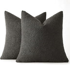 MIULEE 20x20 Inch Decorative Pillow Covers for Couch Bed Set of 2 Textured Boucle Neutral Winter Throw Pillows Dark Coffee Accent Solid Cushion Pillowcases Sofa Livingroom Home Decor