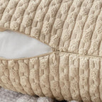 MIULEE Pack of 2 Decorative Lumbar Throw Pillow Covers 12x20 Inch Soft Boho Striped Textured Corduroy Pillow Covers Modern Farmhouse Home Decor for Couch Bed Sofa Living Room Beige