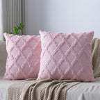 Set of 2 Soft Moroccan Throw Pillow Covers 20x20 Inch Plush Boho Decorative Pillow Cover Accent Cushion Case for Couch Sofa Bed, Light Pink