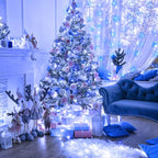120 LED Blue White Christmas Lights Outdoor, 40ft Clear Wire Christmas Tree Lights 8 Modes, Plug in Waterproof Twinkle Fairy Lights for Indoor Christmas Bedroom Tree Decorations