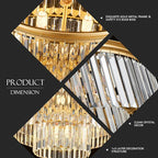 21.6" 14-Light Modern Crystal Chandelier Light Fixtures 4-Tier Gold Luxury Chandeliers for Dining Room Round Hanging Pendant Lighting for Living Room Kitchen Entryway Bedroom Foyer Hallway