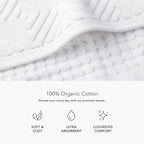 Texere 100% Organic Cotton Diamond Jacquard 700 GSM Luxury Bath Towel Sets, Soft and Absorbent Hotel Quality, Bath Towels, Hand Towels, Washcloths (Diamond, Bright White, 6 Piece)