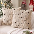 MIULEE Christmas Tree Decorative Pillow Covers Faux Fur Wool Throw Pillows Soft Plush Cushion Covers Set of 2 Xmas Home Decor Winter Holiday for Sofa Couch Livingroom Bed 18x18 Inch Beige