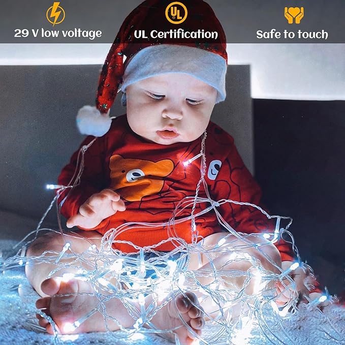 165FT 500 LED Christmas Lights, Plug in Christmas String Lights with Waterproof, 8 Modes Twinkle Fairy Lights for Xmas Garden Tree Holiday Decorations, White
