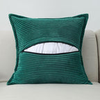 HAUSSY Teal Throw Pillow Covers 20x20 Inch Set of 2,Soft Solid Corduroy Striped/Wide Bordered,Square Decorative Cushion Case,Spring Home Decorations for Couch,Bed