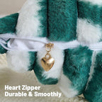 FUTEI Green Decorative Throw Pillow Covers 20x20 Inch Set of 2, Soft Tie-Dye Faux Rabbit Fur Striped Texture Cushion Case, Modern Home Decor for Couch Bed Living Room