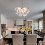 20 in. Bubble Ball Glass Chandelier Clear Swirled Ribbed Blown Glass Pendant Light Fixture for Bedroom Restaurant Dining Room Over Table