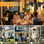 Roravilia Motion Sensor Outdoor Light for House with GFCI Outlet, 18” Large Dusk to Dawn Exterior Light Fixture IP65 Waterproof Exterior Lantern Porch Light Patio Garage Wall Sconce, 2 Receptacles