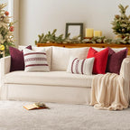 MIULEE Pack of 2 Christmas Pillow Covers 18x18 Inch Burgundy Red Farmhouse Decorative Throw Pillow Covers with Stitched Edge Soft Chenille Solid Dyed Couch Pillow Covers for Sofa Bed Living Room